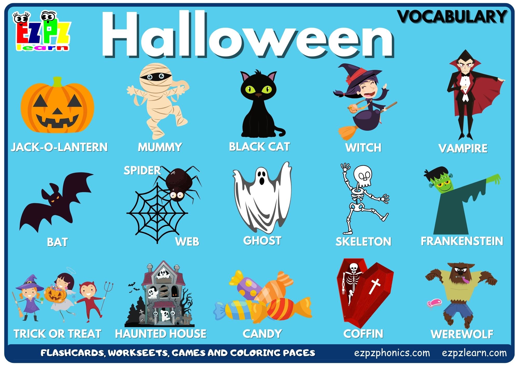 Halloween Holiday Vocabulary Picture Dictionary Join Now for Free Flashcards, Worksheets and Coloring Pages